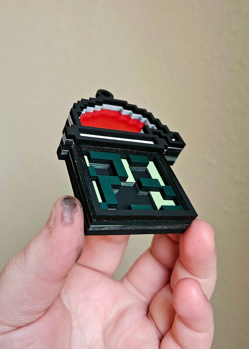 Handmade Made-To-Order 3"Wooden Layered Christmas Creeper Video Game Inspired Ornament