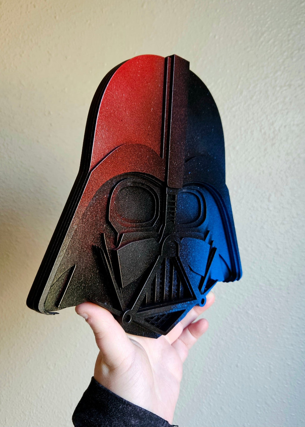 Handmade Made - To - Order 9" Wooden Layered Sith Helmet Movie Inspired Wall Decor - Wynne & Wiley