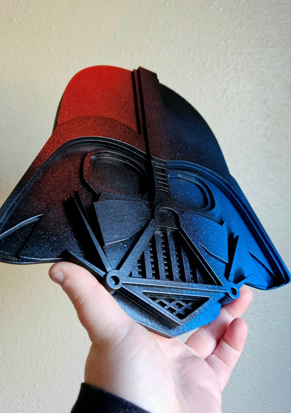 Handmade Made - To - Order 9" Wooden Layered Sith Helmet Movie Inspired Wall Decor - Wynne & Wiley