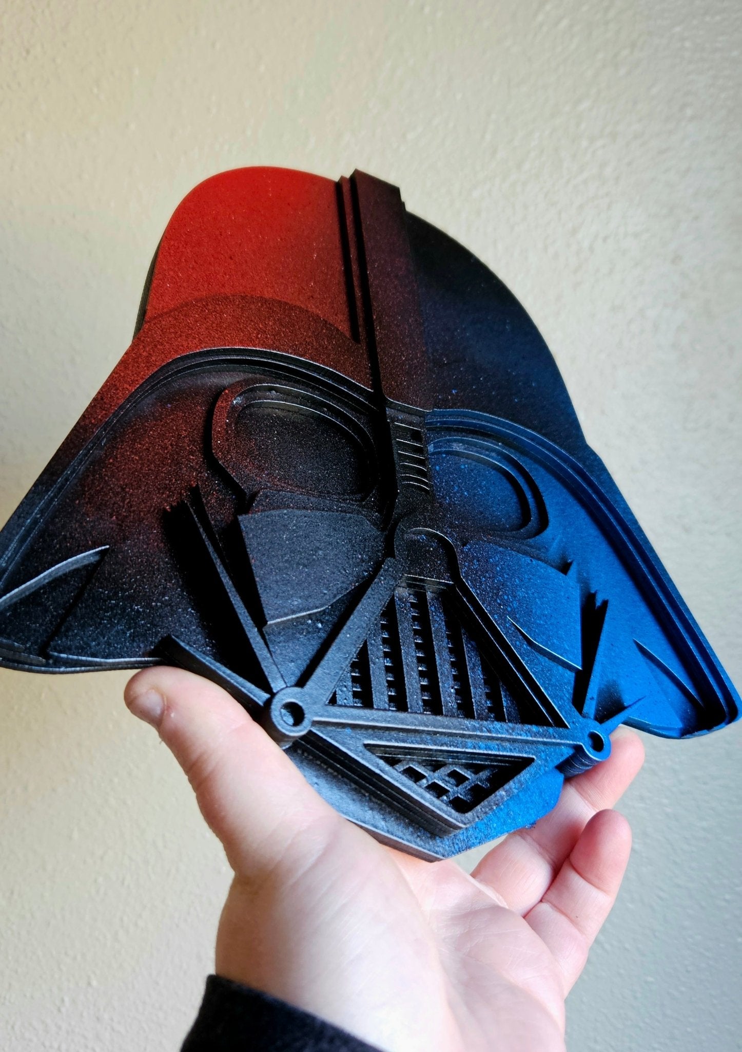 Handmade Made - To - Order 9" Wooden Layered Sith Helmet Movie Inspired Wall Decor - Wynne & Wiley