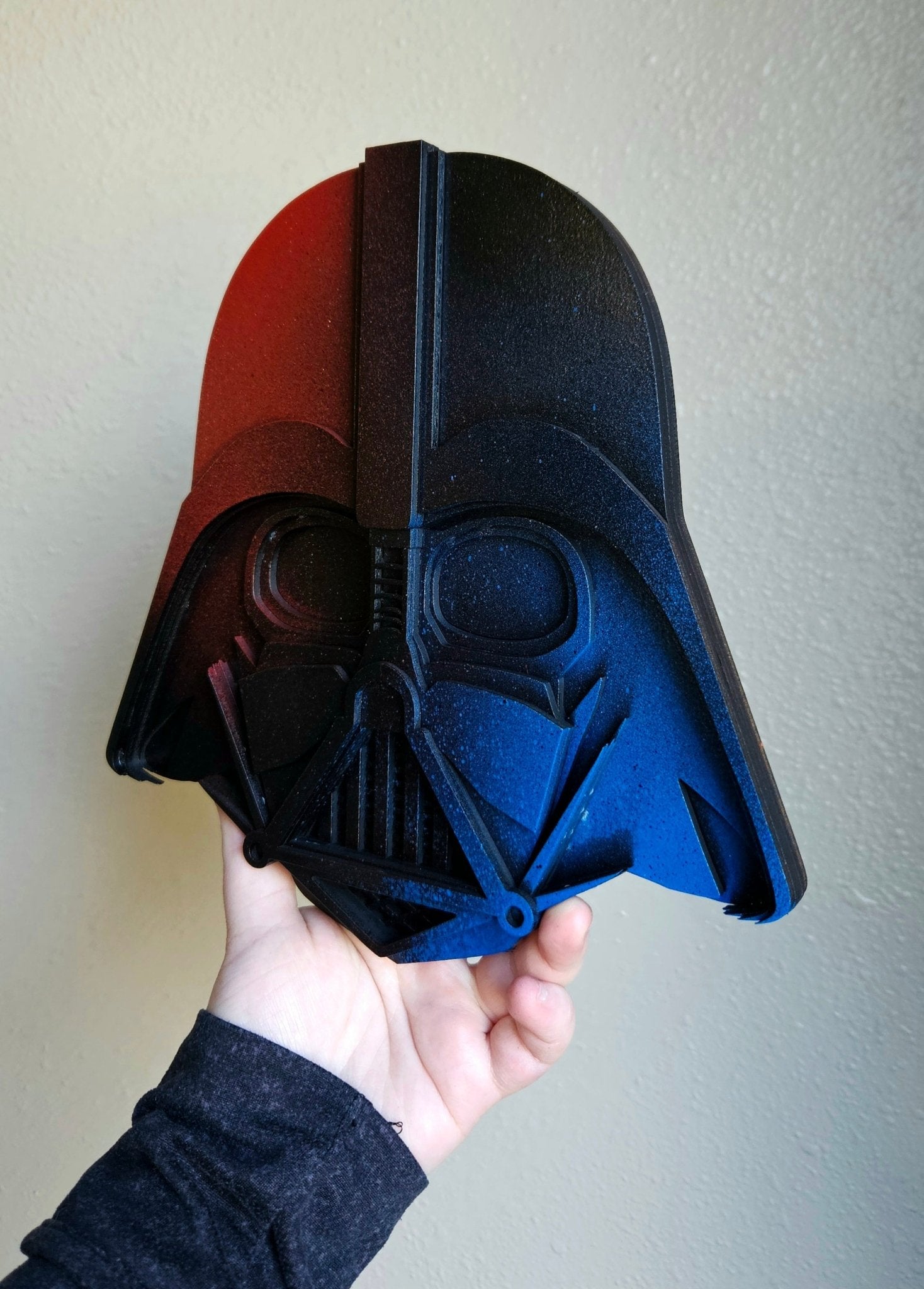 Handmade Made - To - Order 9" Wooden Layered Sith Helmet Movie Inspired Wall Decor - Wynne & Wiley