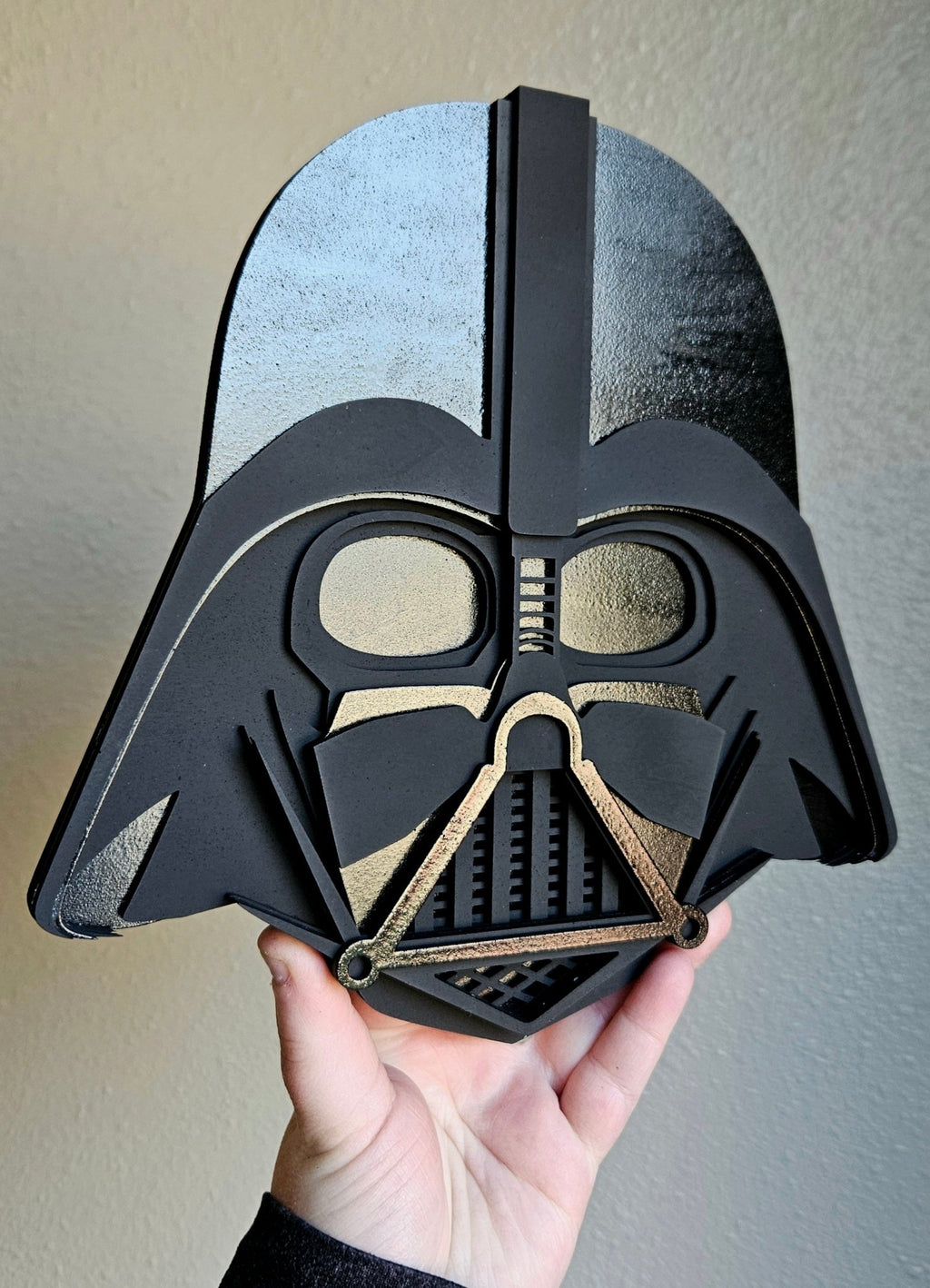 Handmade Made - To - Order 9" Wooden Layered Sith Helmet Movie Inspired Wall Decor - Wynne & Wiley
