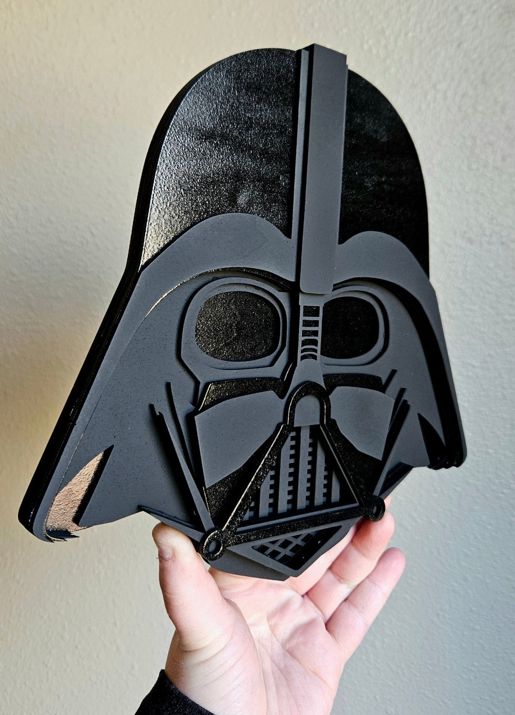 Handmade Made - To - Order 9" Wooden Layered Sith Helmet Movie Inspired Wall Decor - Wynne & Wiley