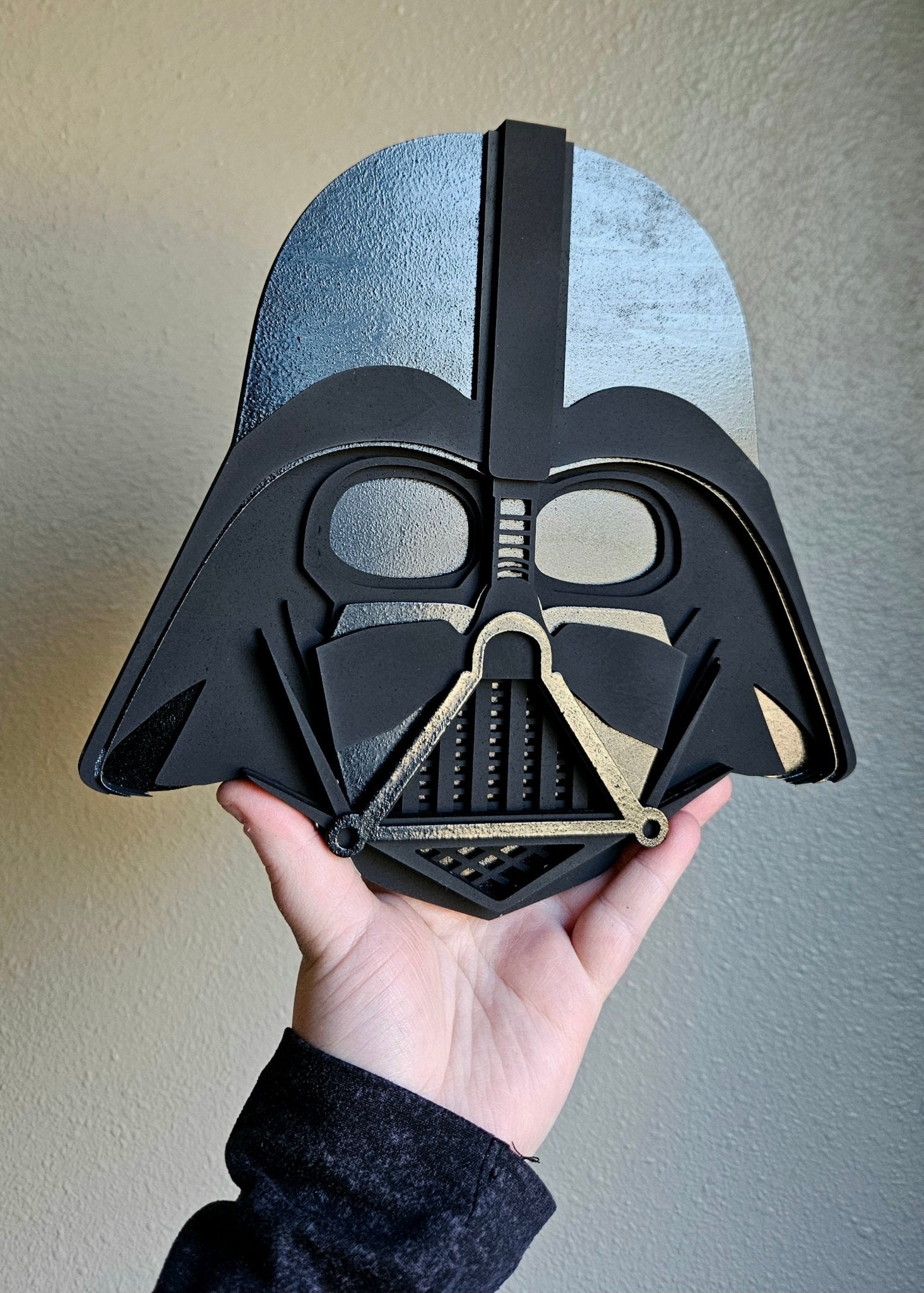 Handmade Made - To - Order 9" Wooden Layered Sith Helmet Movie Inspired Wall Decor - Wynne & Wiley
