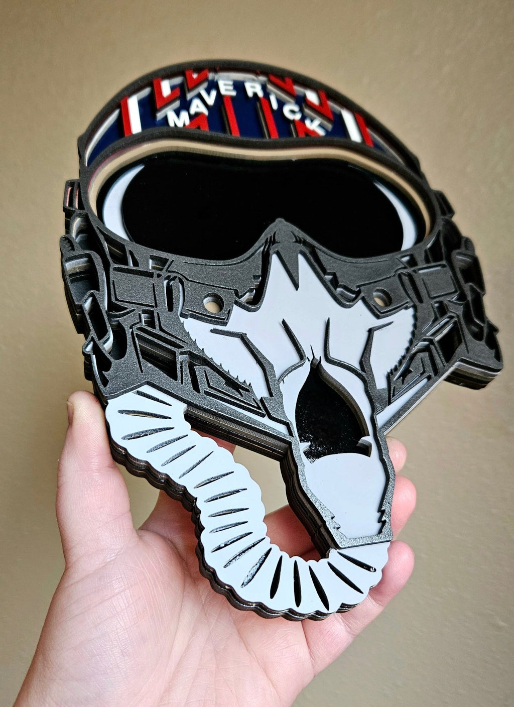 Handmade Made - To - Order 9.75" Wooden Layered Top Gun Maverick Aviation Wall Decor - Wynne & Wiley