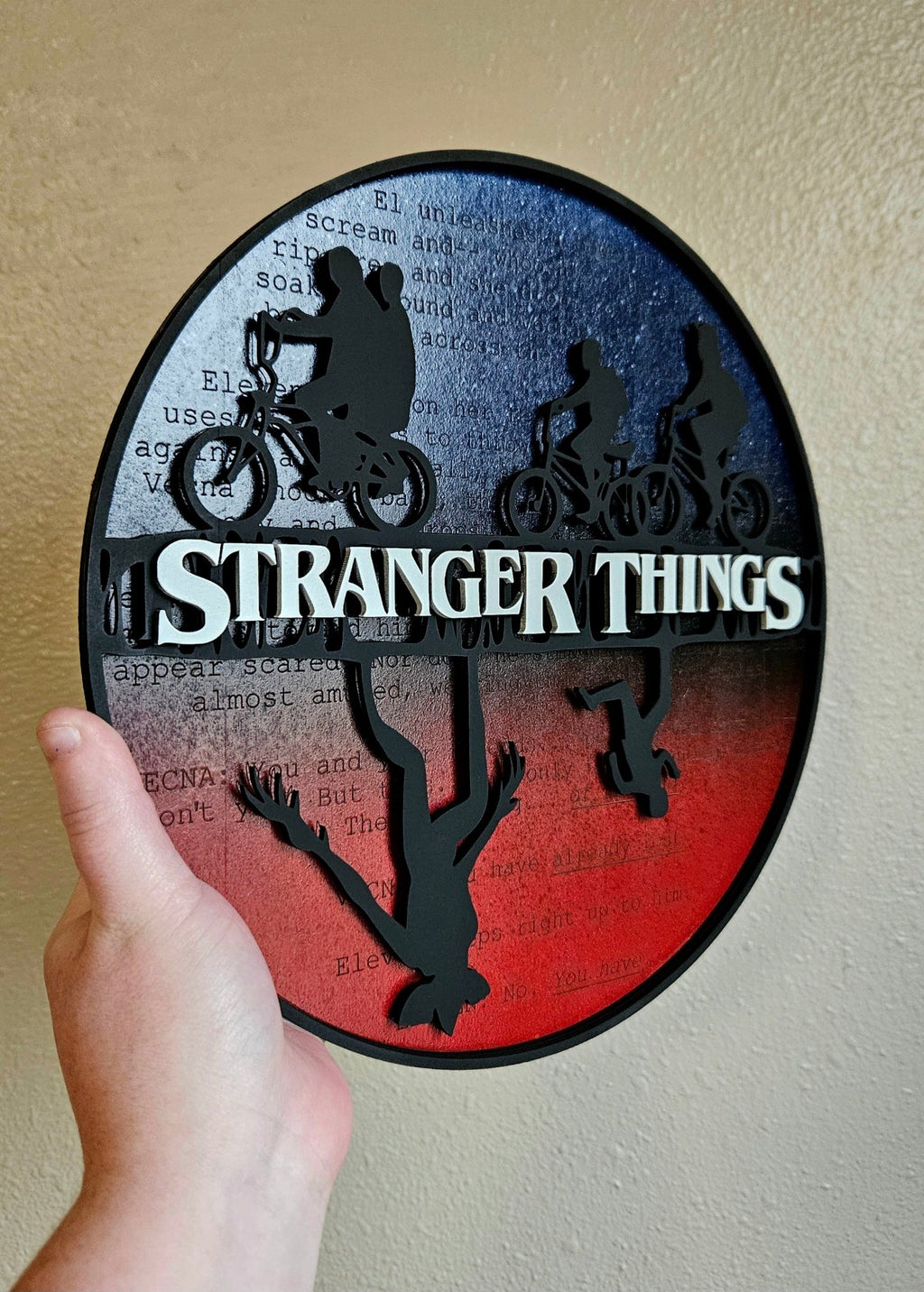 Handmade Made - To - Order 11" Wooden Layered Stranger Upside Down TV Series Inspired Wall Decor - Wynne & Wiley