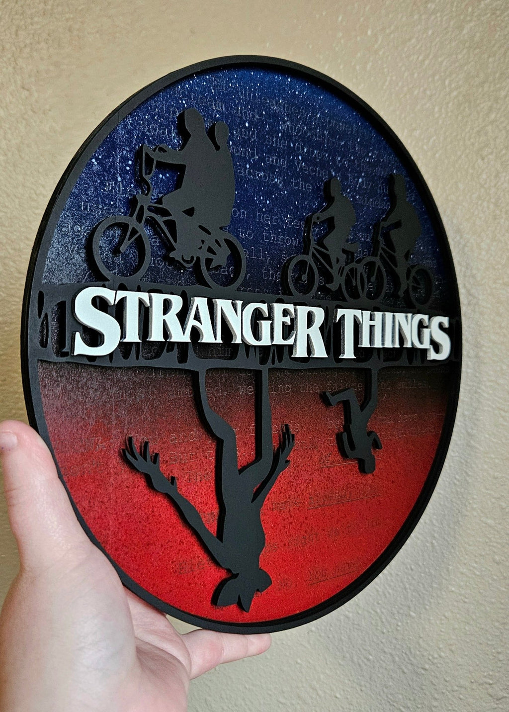 Handmade Made - To - Order 11" Wooden Layered Stranger Upside Down TV Series Inspired Wall Decor - Wynne & Wiley
