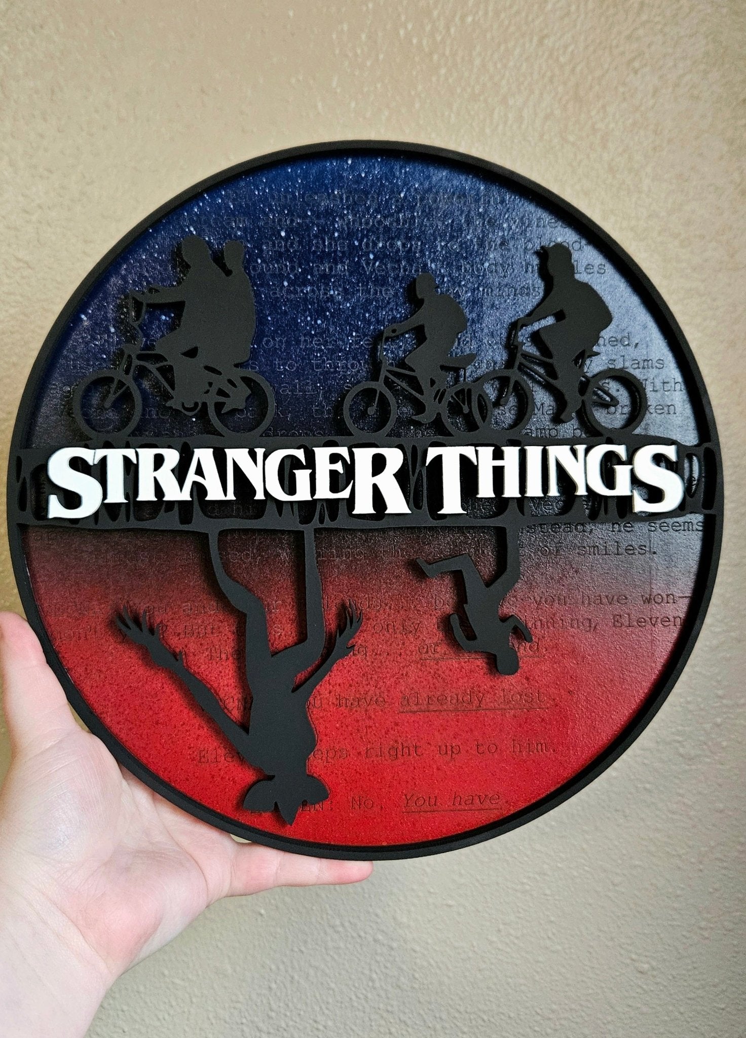 Handmade Made - To - Order 11" Wooden Layered Stranger Upside Down TV Series Inspired Wall Decor - Wynne & Wiley