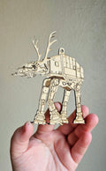 Handmade Made - To - Order Wooden 4" AT - AT Reindeer Movie Inspired Christmas Ornament - Wynne & Wiley