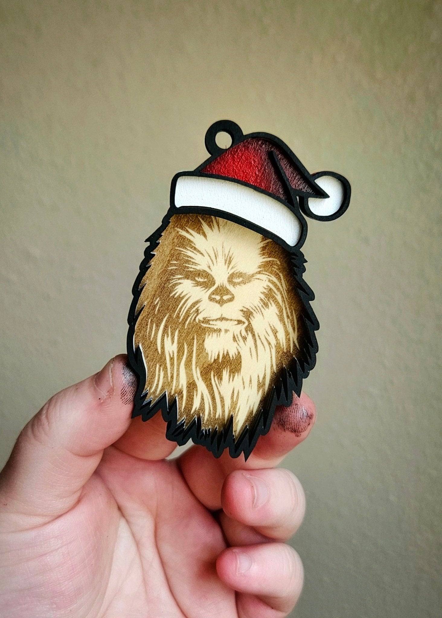 Handmade Made - To - Order 3" Wooden Layered Christmas Chewy Movie Inspired Ornament - Wynne & Wiley