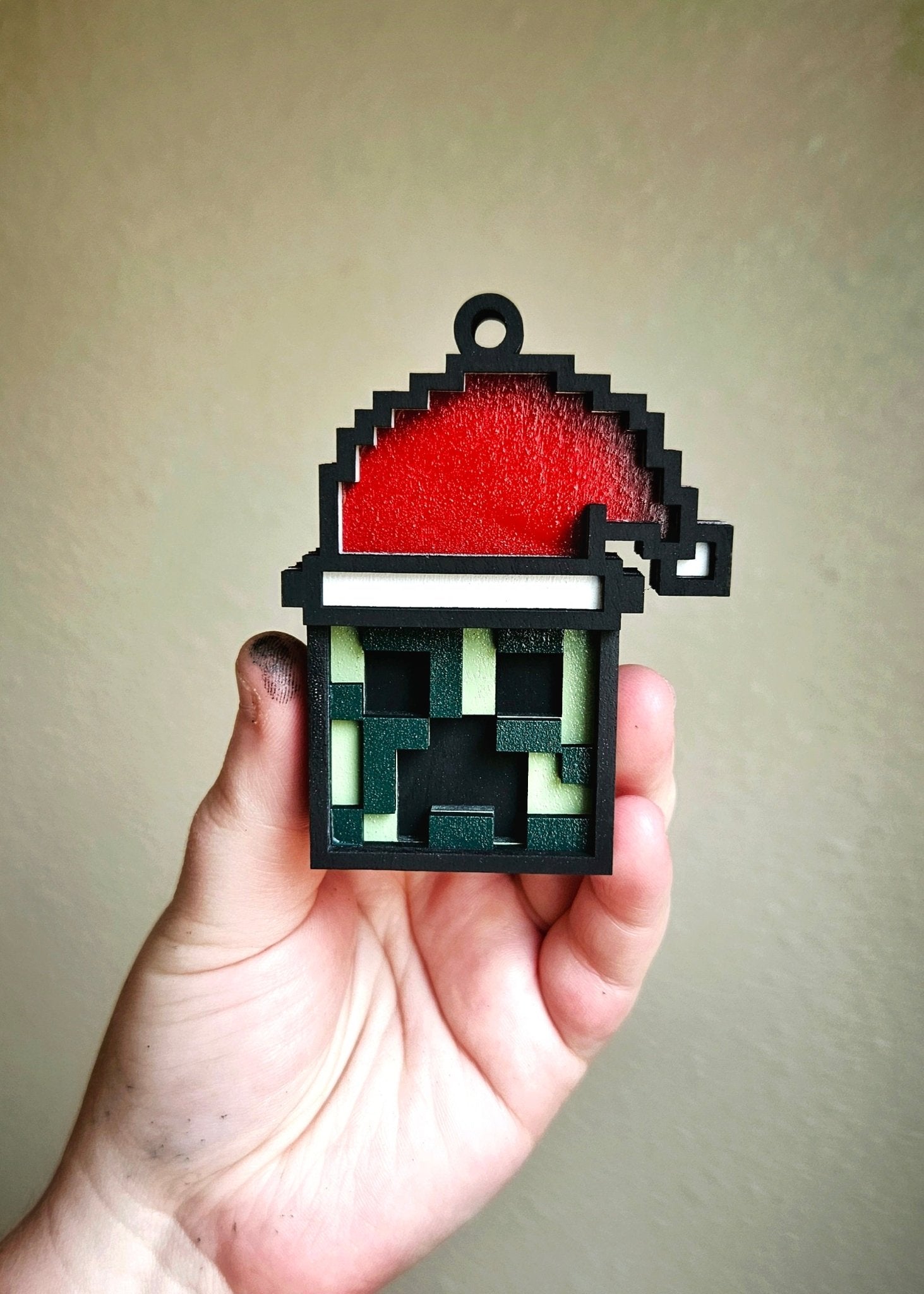Handmade Made - To - Order 3" Wooden Layered Christmas Creeper Video Game Inspired Ornament - Wynne & Wiley