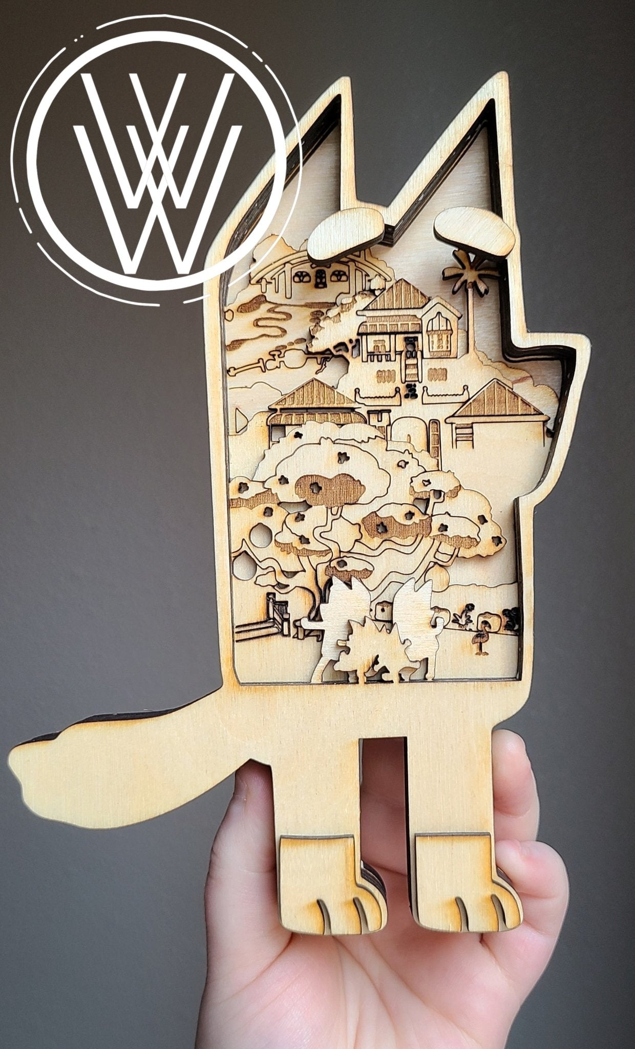 Handmade Made - To - Order 8" Layered Wooden Blue Dog Kids Show Inspired Decor - Wynne & Wiley