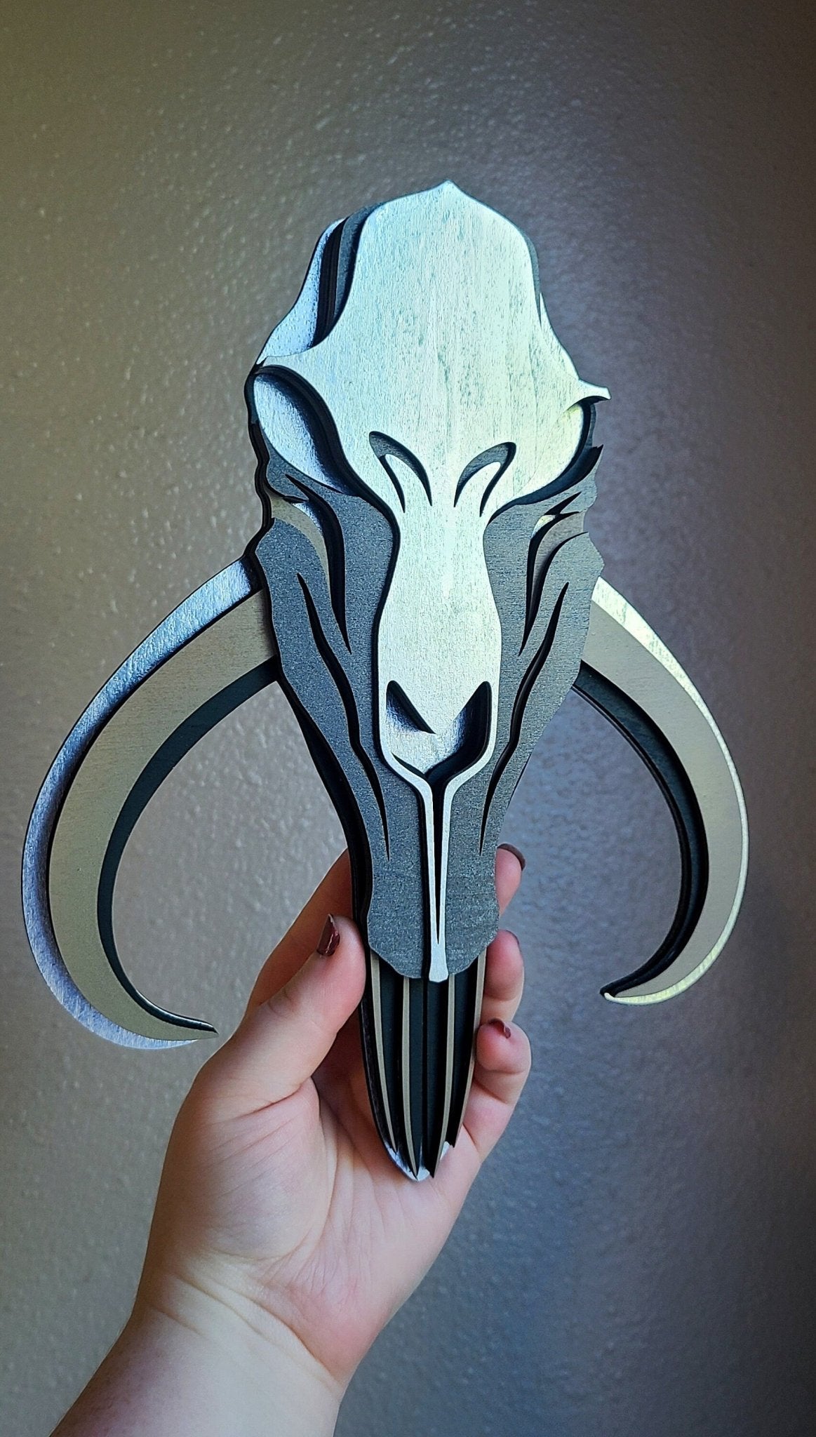 Handmade Made - To - Order 10" Wooden Layered Mythosaur Bounty Hunter Symbol TV Show Inspired Wall Decor - Wynne & Wiley