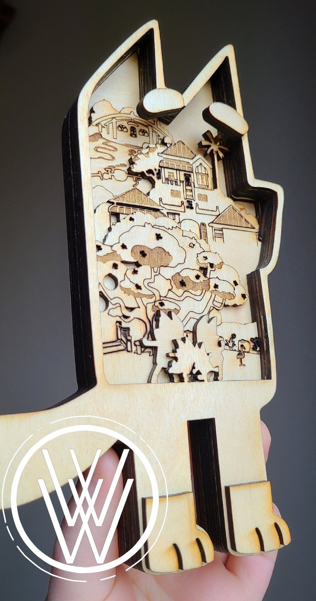 Handmade Made - To - Order 8" Layered Wooden Blue Dog Kids Show Inspired Decor - Wynne & Wiley