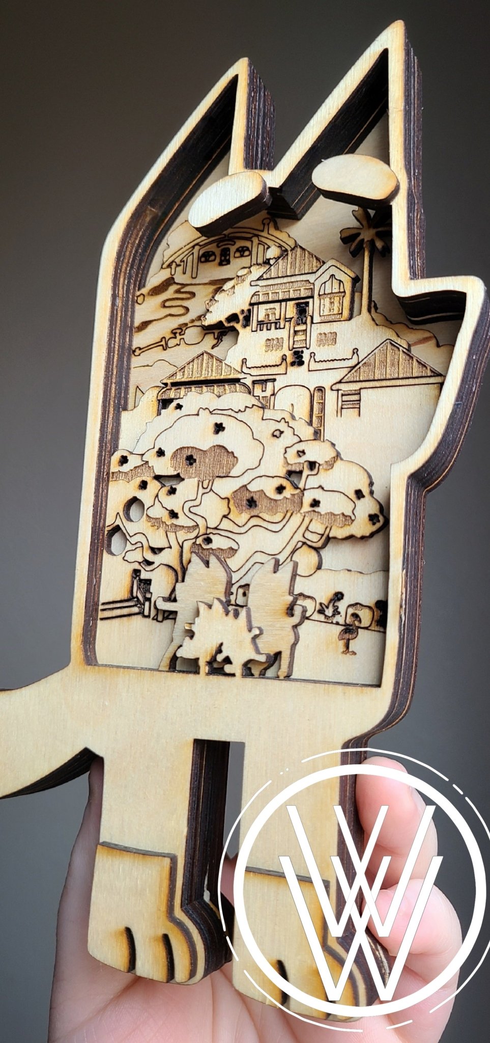 Handmade Made - To - Order 8" Layered Wooden Blue Dog Kids Show Inspired Decor - Wynne & Wiley