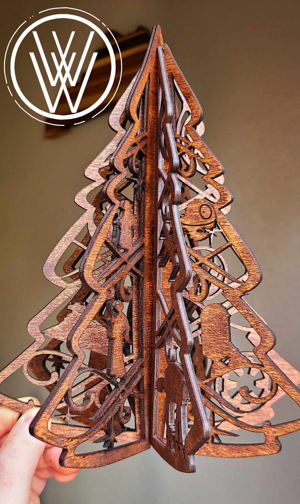 Handmade Made-To-Order 9" Wooden Space Wars Star Movie Inspired Christmas Tree