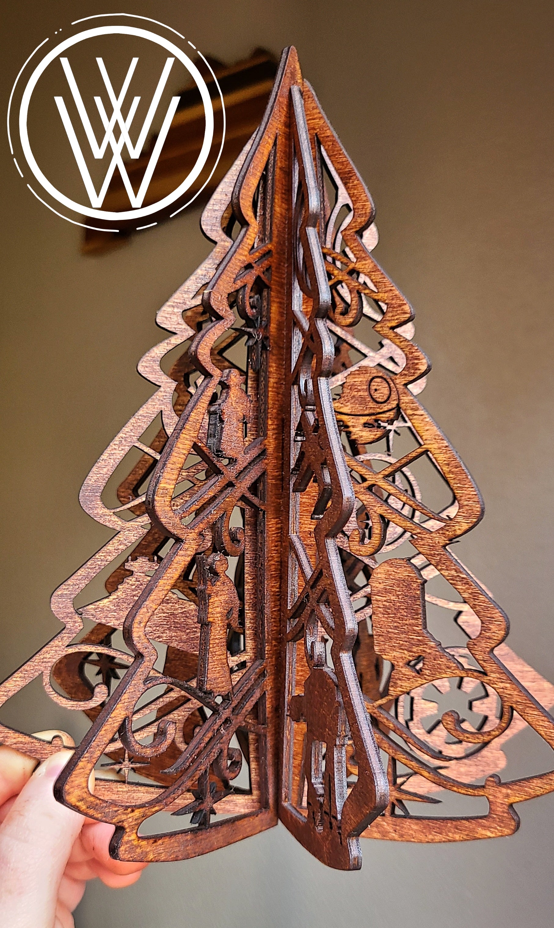 Handmade Made-To-Order 9" Wooden Space Wars Star Movie Inspired Christmas Tree