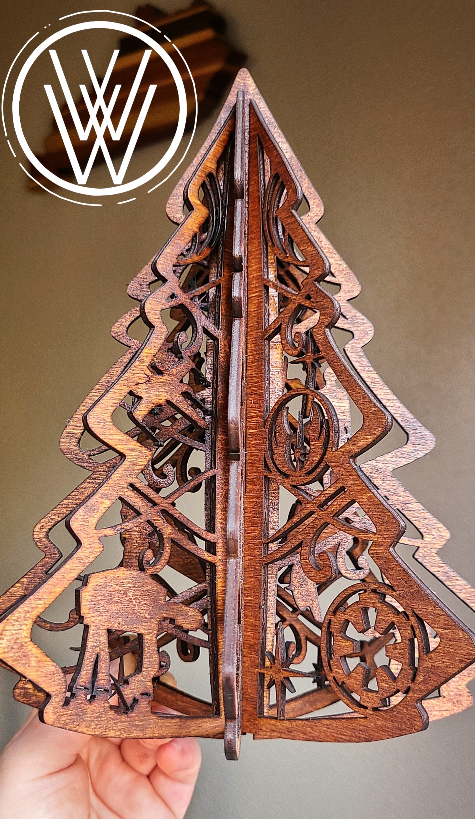 Handmade Made-To-Order 9" Wooden Space Wars Star Movie Inspired Christmas Tree