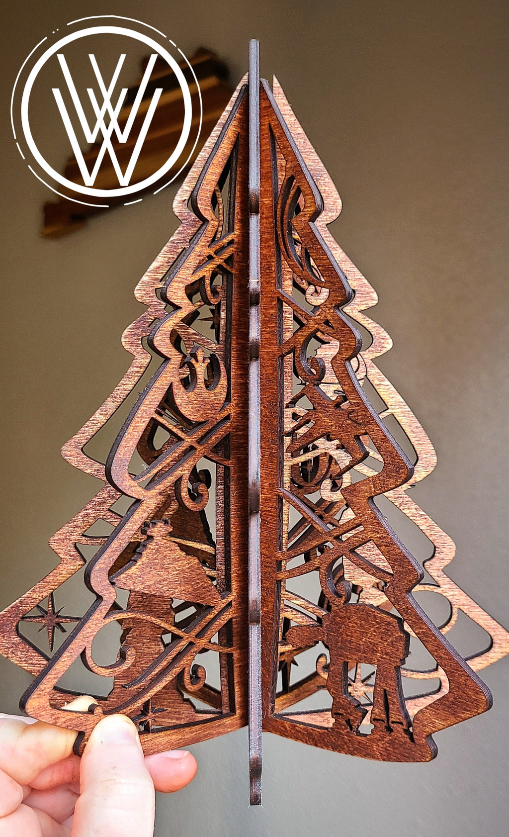 Handmade Made-To-Order 9" Wooden Space Wars Star Movie Inspired Christmas Tree