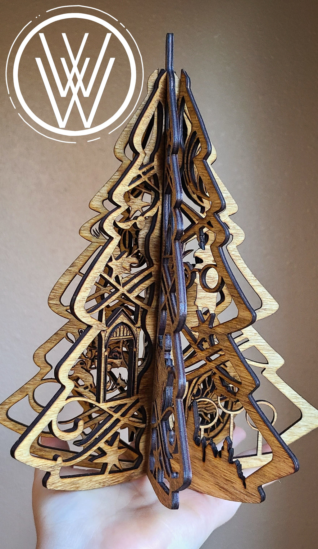 Handmade Made-To-Order 9" Wooden Magic School Movie Inspired Christmas Tree