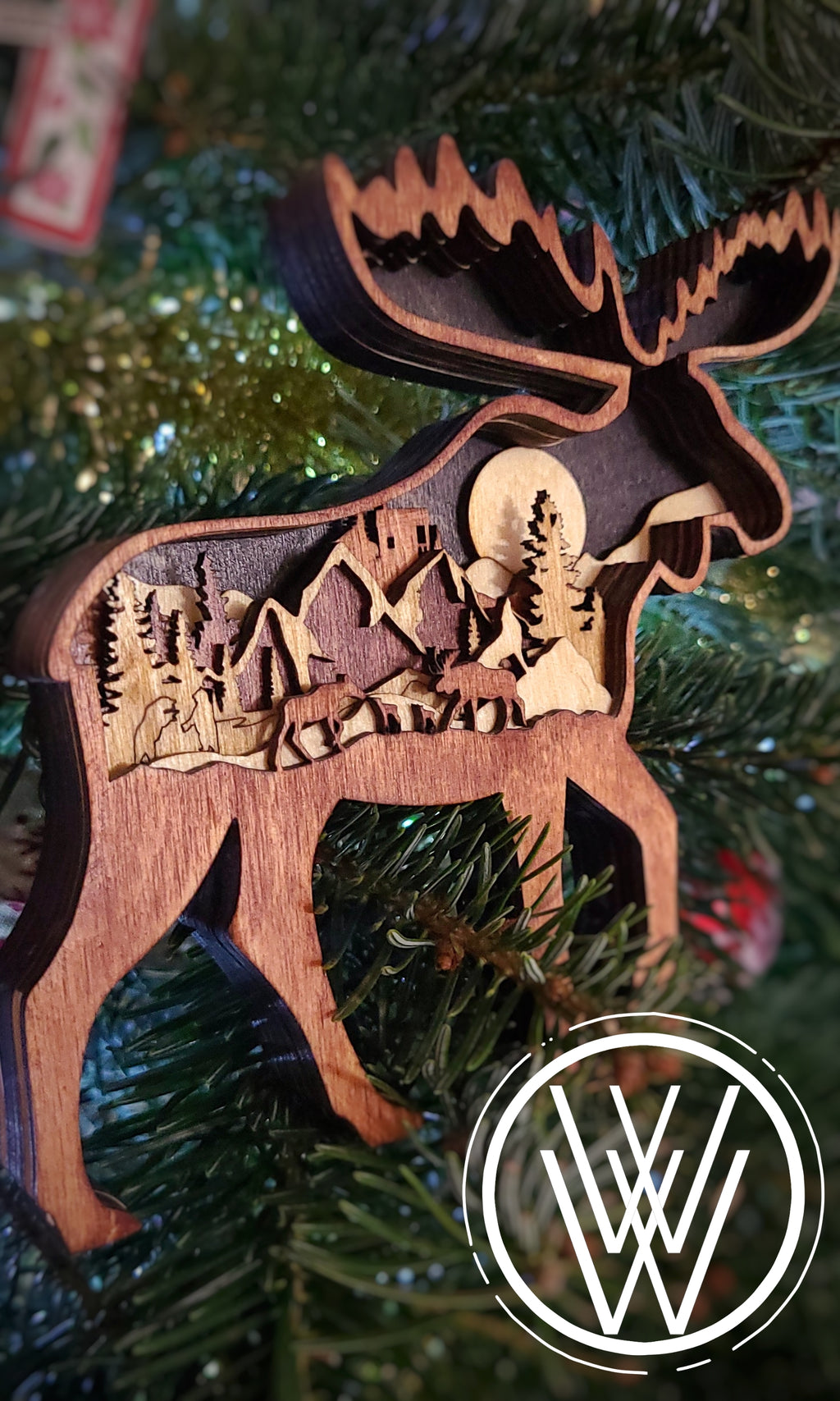 Handmade Made-To-Order 7" Wide Layered Rustic Wooden Moose Decor