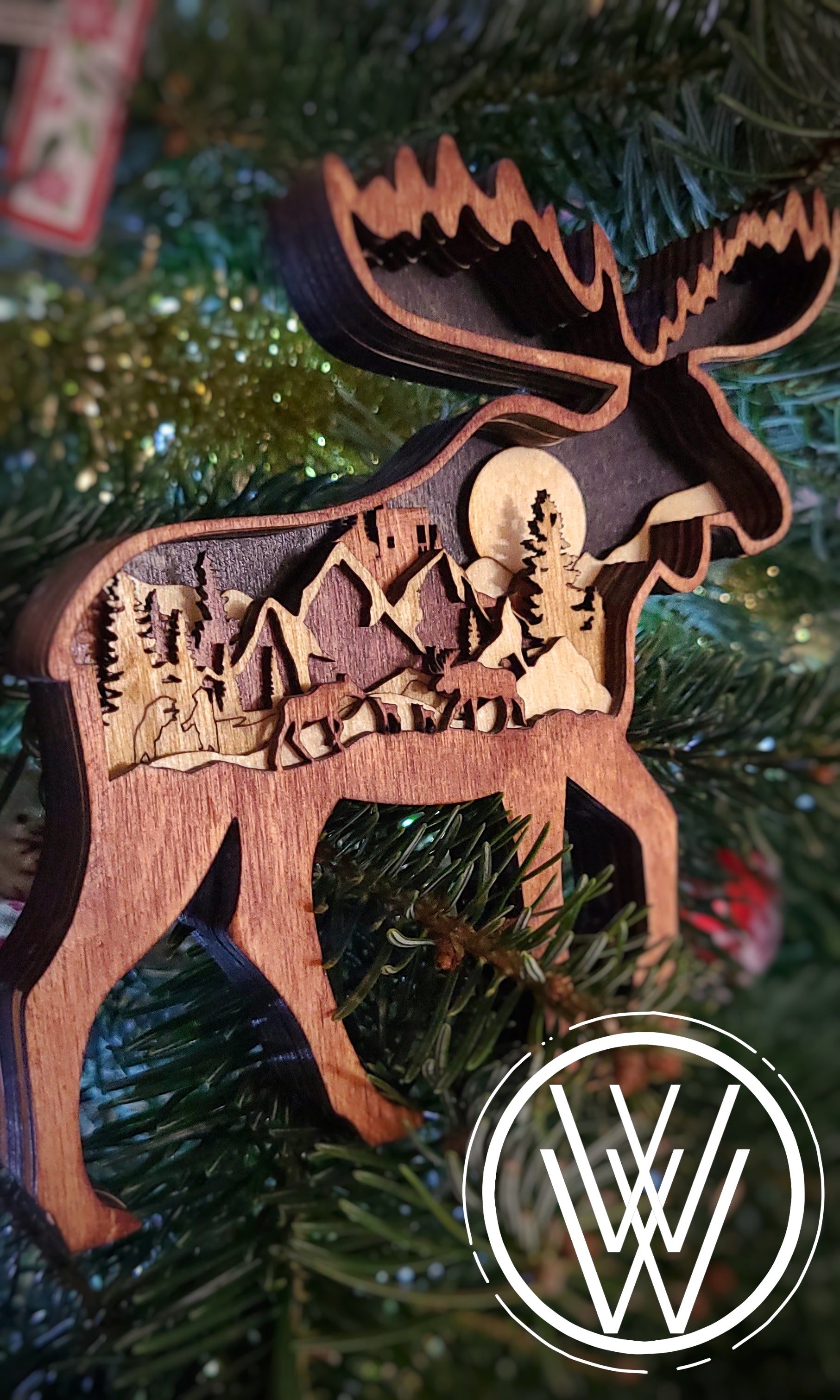 Handmade Made-To-Order 7" Wide Layered Rustic Wooden Moose Decor