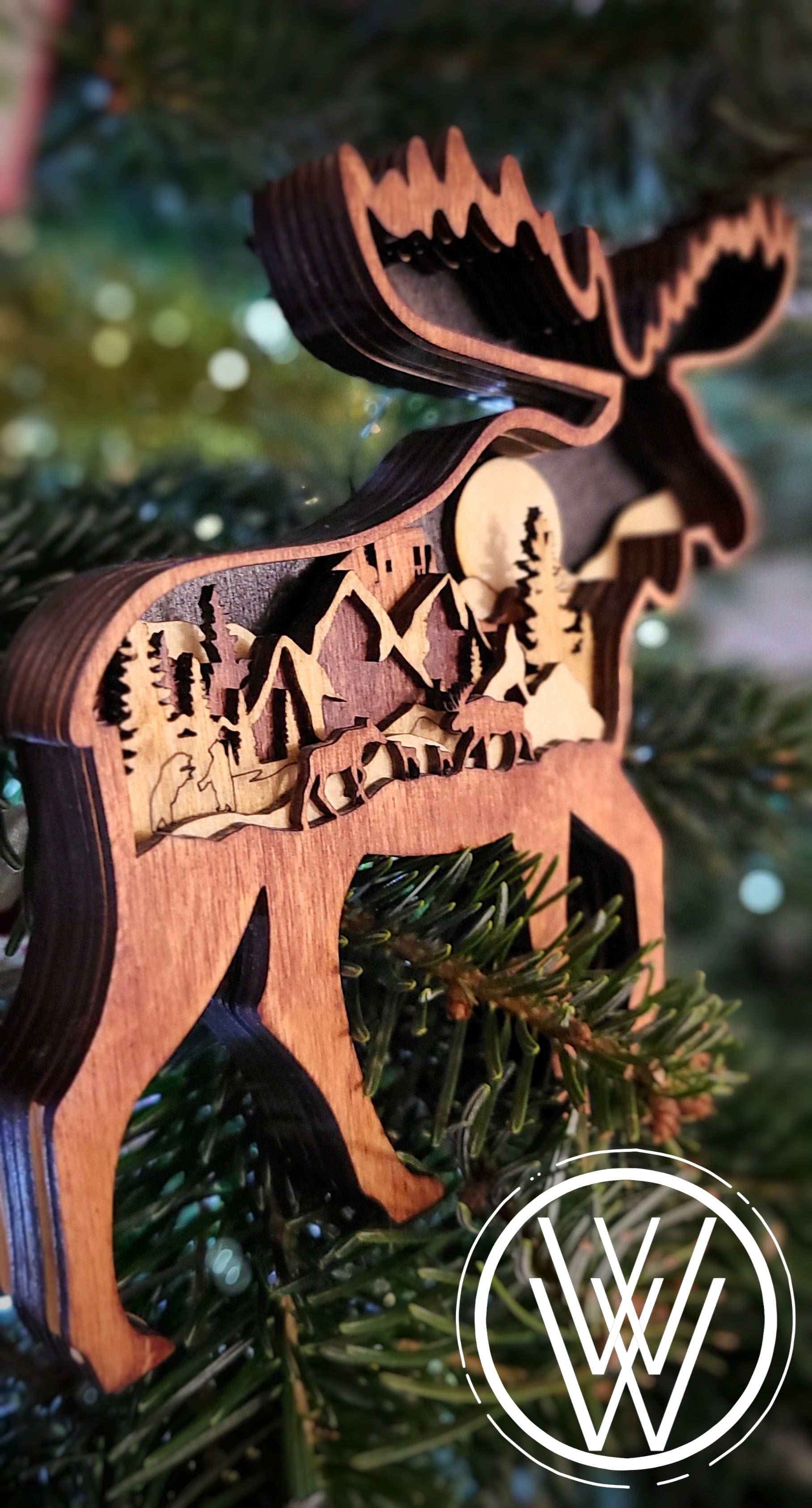 Handmade Made-To-Order 7" Wide Layered Rustic Wooden Moose Decor