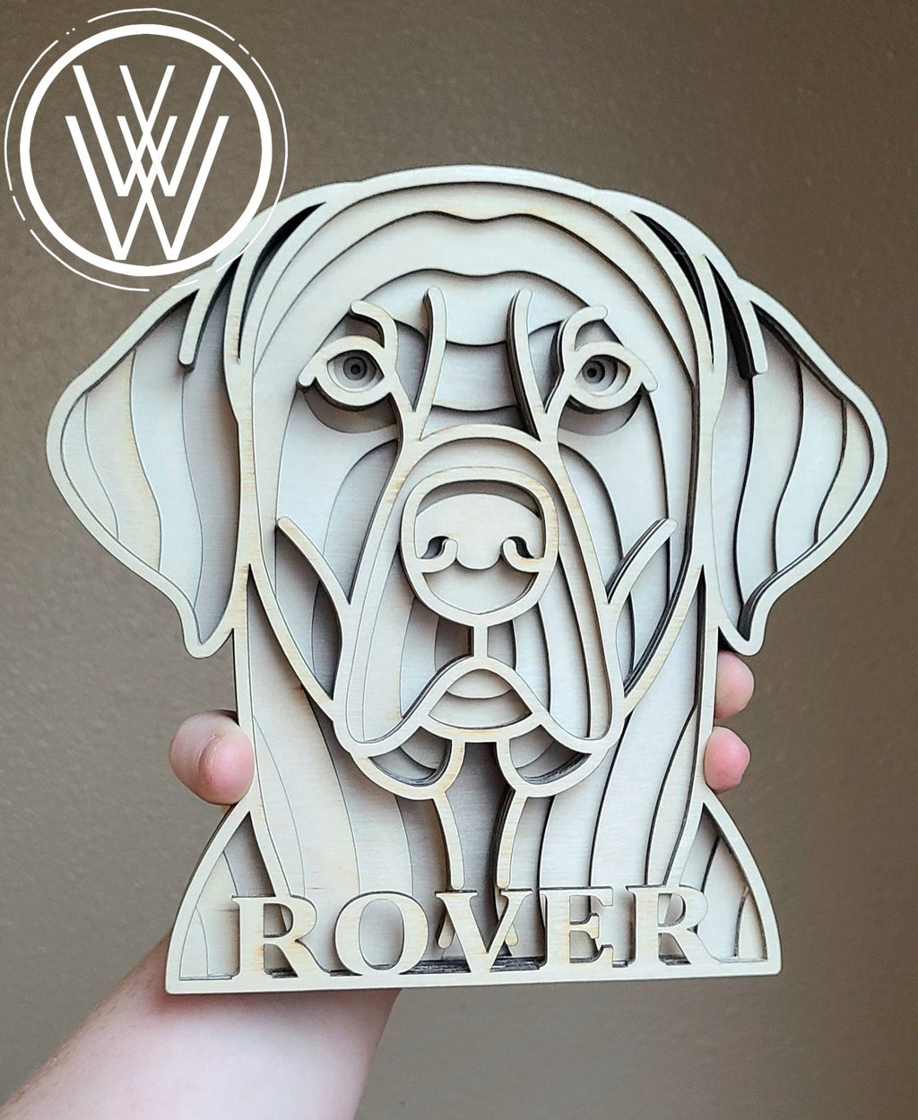 Handmade Made - To - Order Personalized Wooden Layered Pup Portraits - Wynne & Wiley