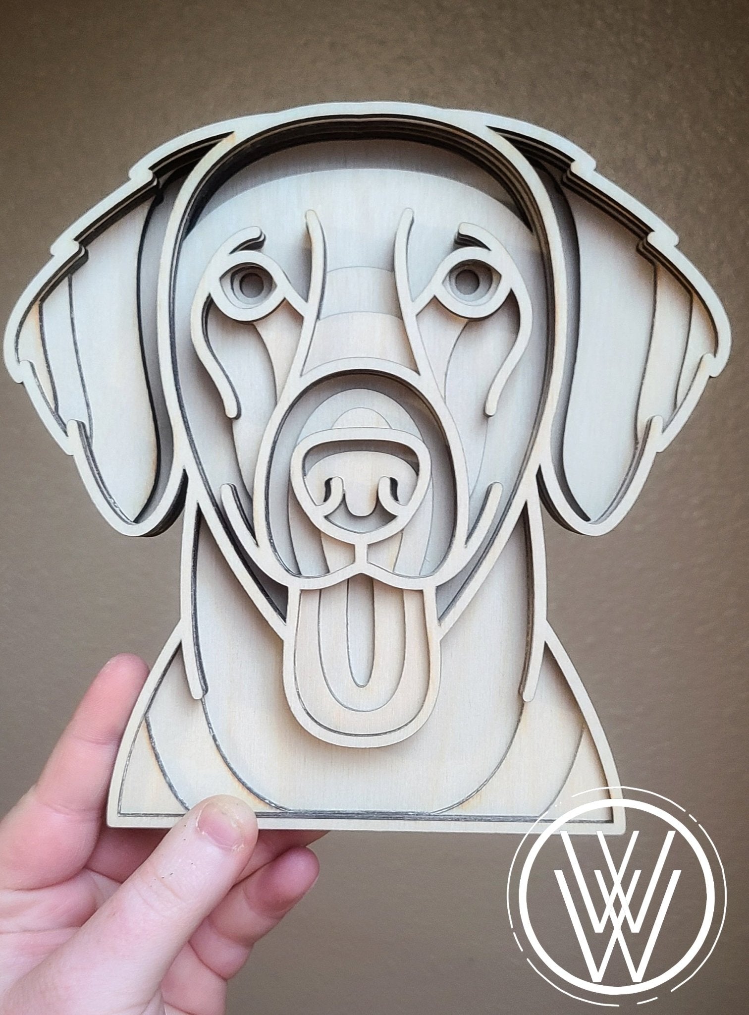 Handmade Made - To - Order Personalized Wooden Layered Pup Portraits - Wynne & Wiley