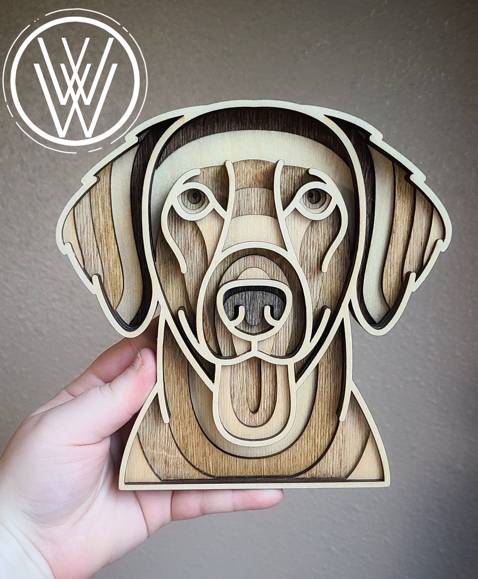 Handmade Made-To-Order Personalized Wooden Layered Pup Portraits