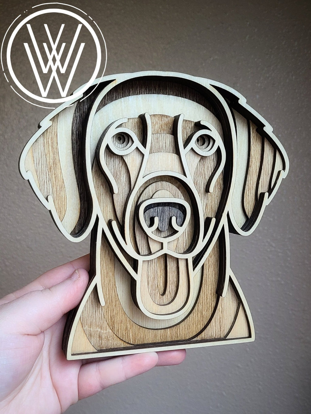 Handmade Made - To - Order Personalized Wooden Layered Pup Portraits - Wynne & Wiley