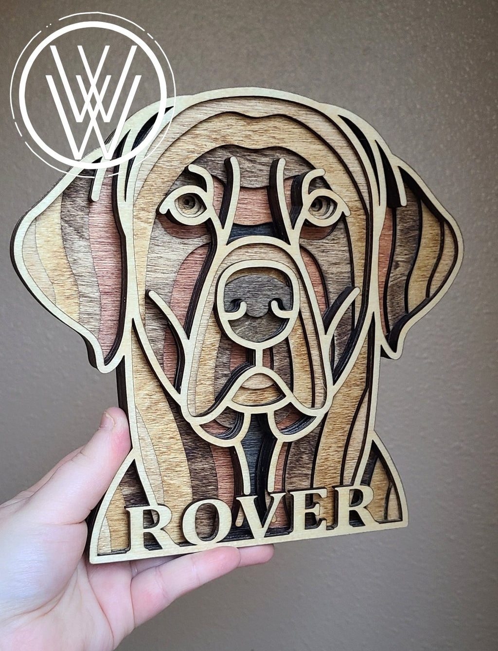 Handmade Made - To - Order Personalized Wooden Layered Pup Portraits - Wynne & Wiley
