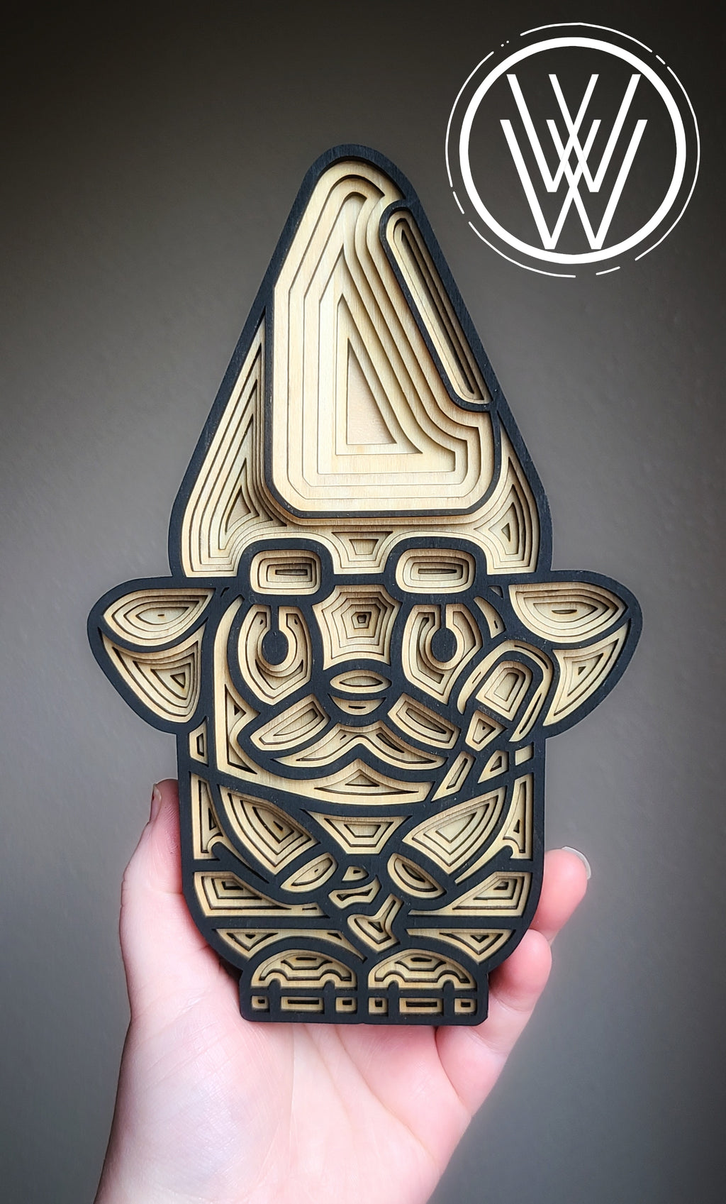 Handmade Made-To-Order 7.75" Wooden Layered Hecuba Cartoon Blue Dog Gnome Kids Show Inspired Decor