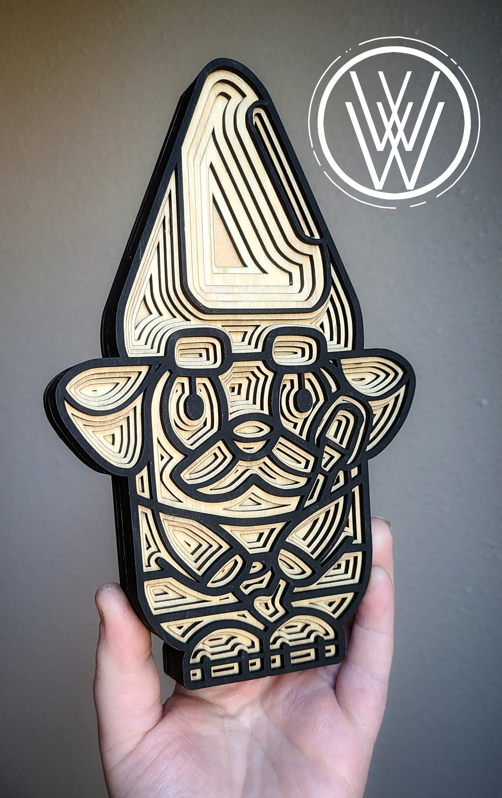 Handmade Made-To-Order 7.75" Wooden Layered Hecuba Cartoon Blue Dog Gnome Kids Show Inspired Decor