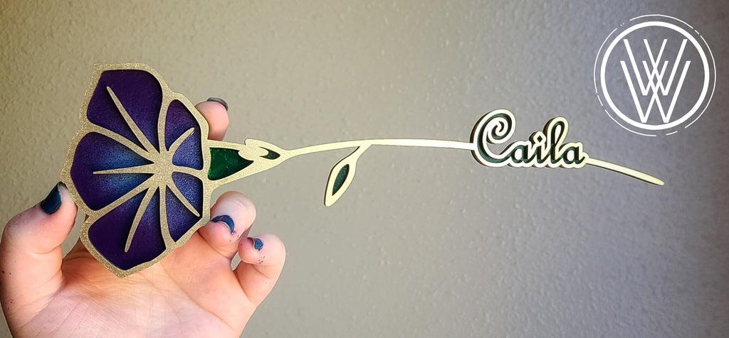 Handmade Made-To-Order 10" Wooden Layered Personalized Flower: Rose, Sunflower, Daisy, Morning Glory, Poppy, Carnation, or Chrysanthemum