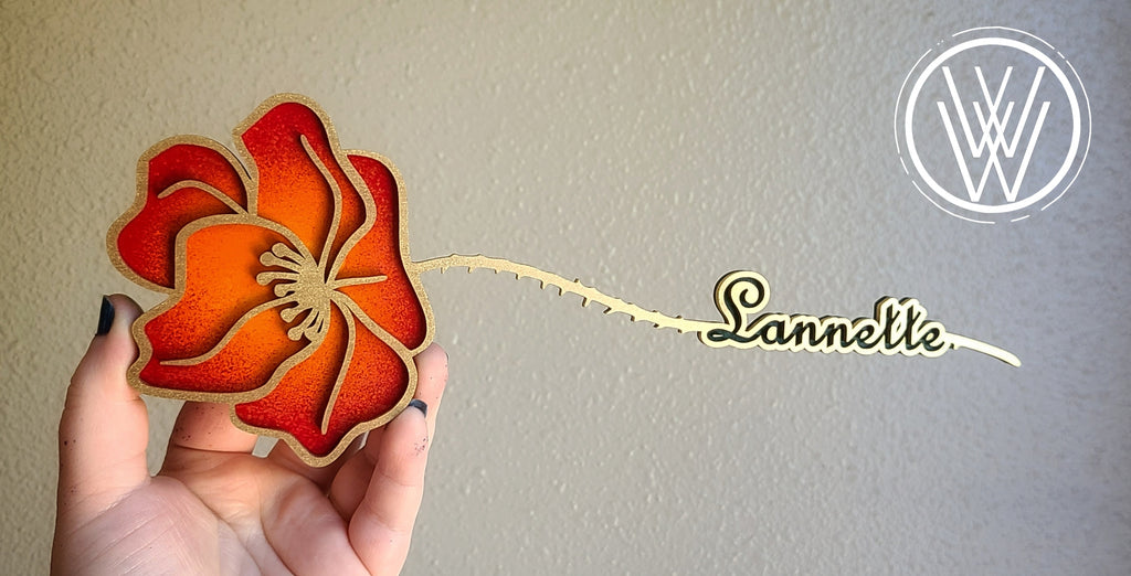 Handmade Made-To-Order 10" Wooden Layered Personalized Flower: Rose, Sunflower, Daisy, Morning Glory, Poppy, Carnation, or Chrysanthemum