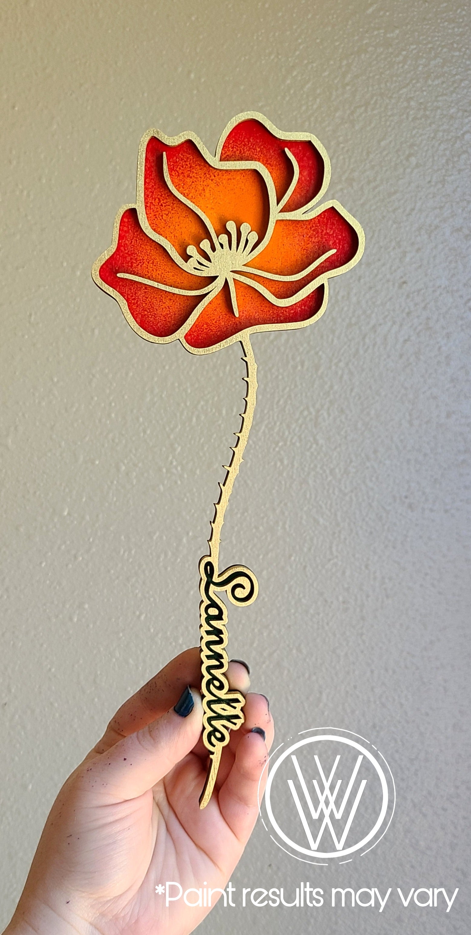 Handmade Made-To-Order 10" Wooden Layered Personalized Flower: Rose, Sunflower, Daisy, Morning Glory, Poppy, Carnation, or Chrysanthemum