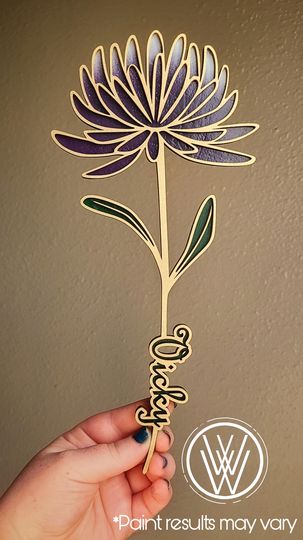 Handmade Made-To-Order 10" Wooden Layered Personalized Flower: Rose, Sunflower, Daisy, Morning Glory, Poppy, Carnation, or Chrysanthemum