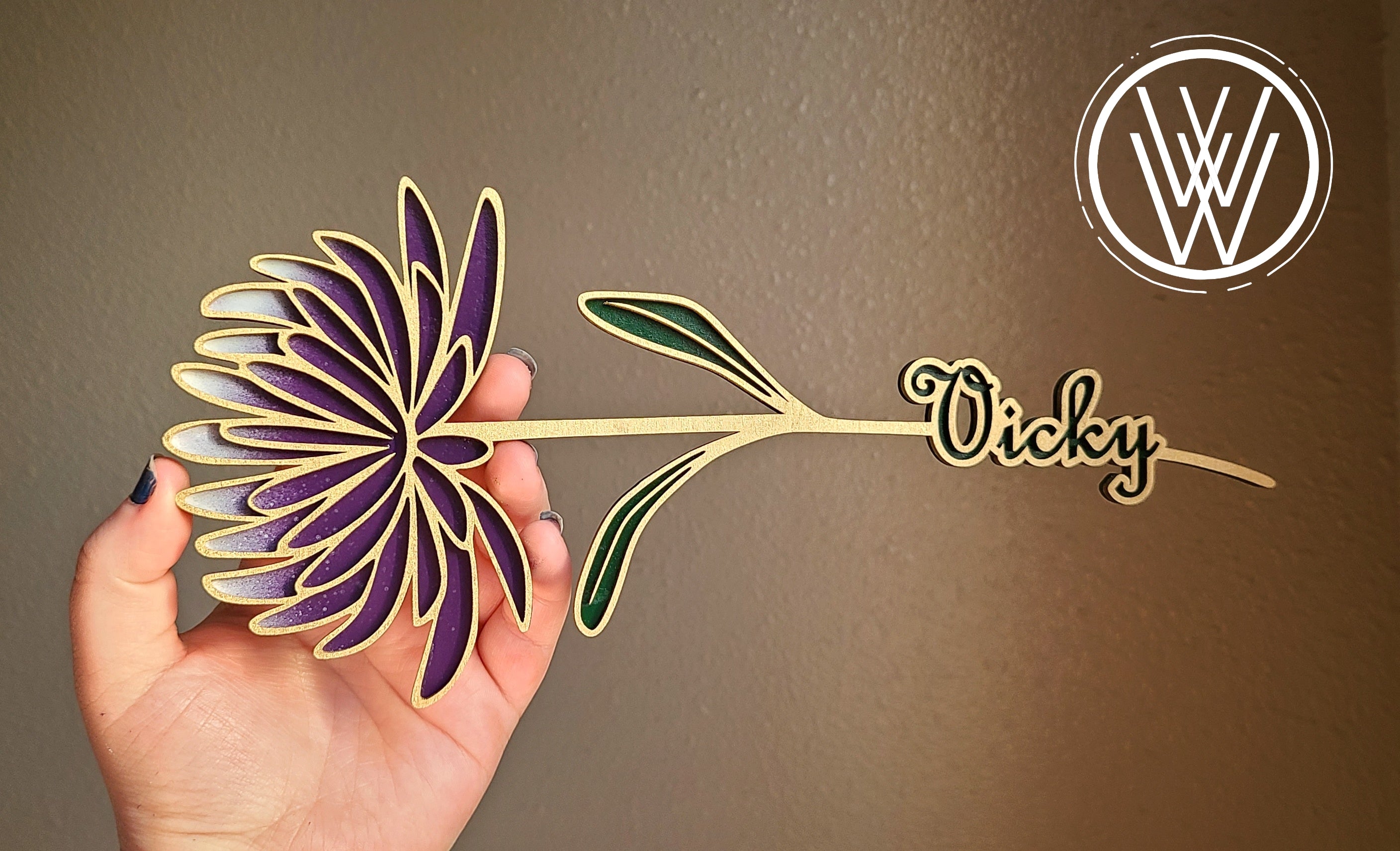Handmade Made-To-Order 10" Wooden Layered Personalized Flower: Rose, Sunflower, Daisy, Morning Glory, Poppy, Carnation, or Chrysanthemum