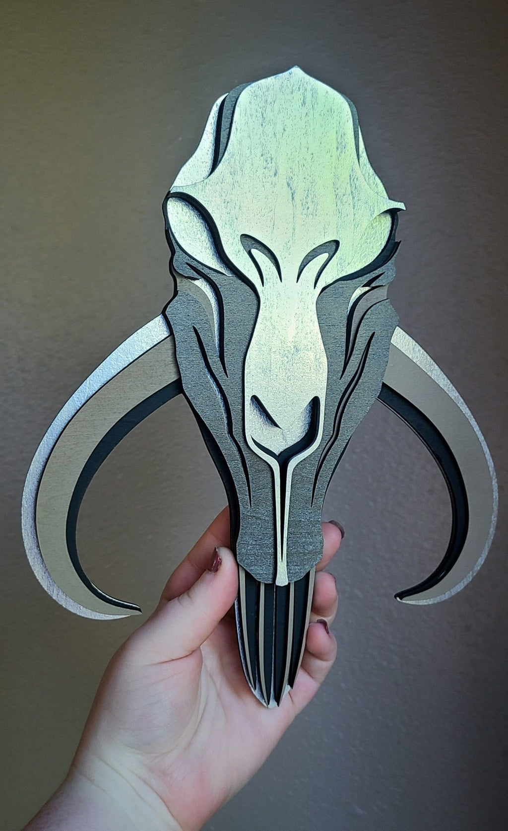 Handmade Made - To - Order 10" Wooden Layered Mythosaur Bounty Hunter Symbol TV Show Inspired Wall Decor - Wynne & Wiley