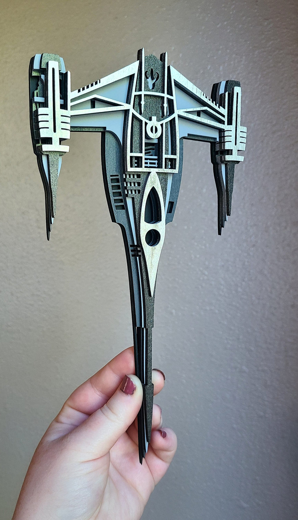 Handmade Made-To-Order 9" Wooden Layered N1 Bounty Hunter Starfighter Movie Inspired Wall Decor