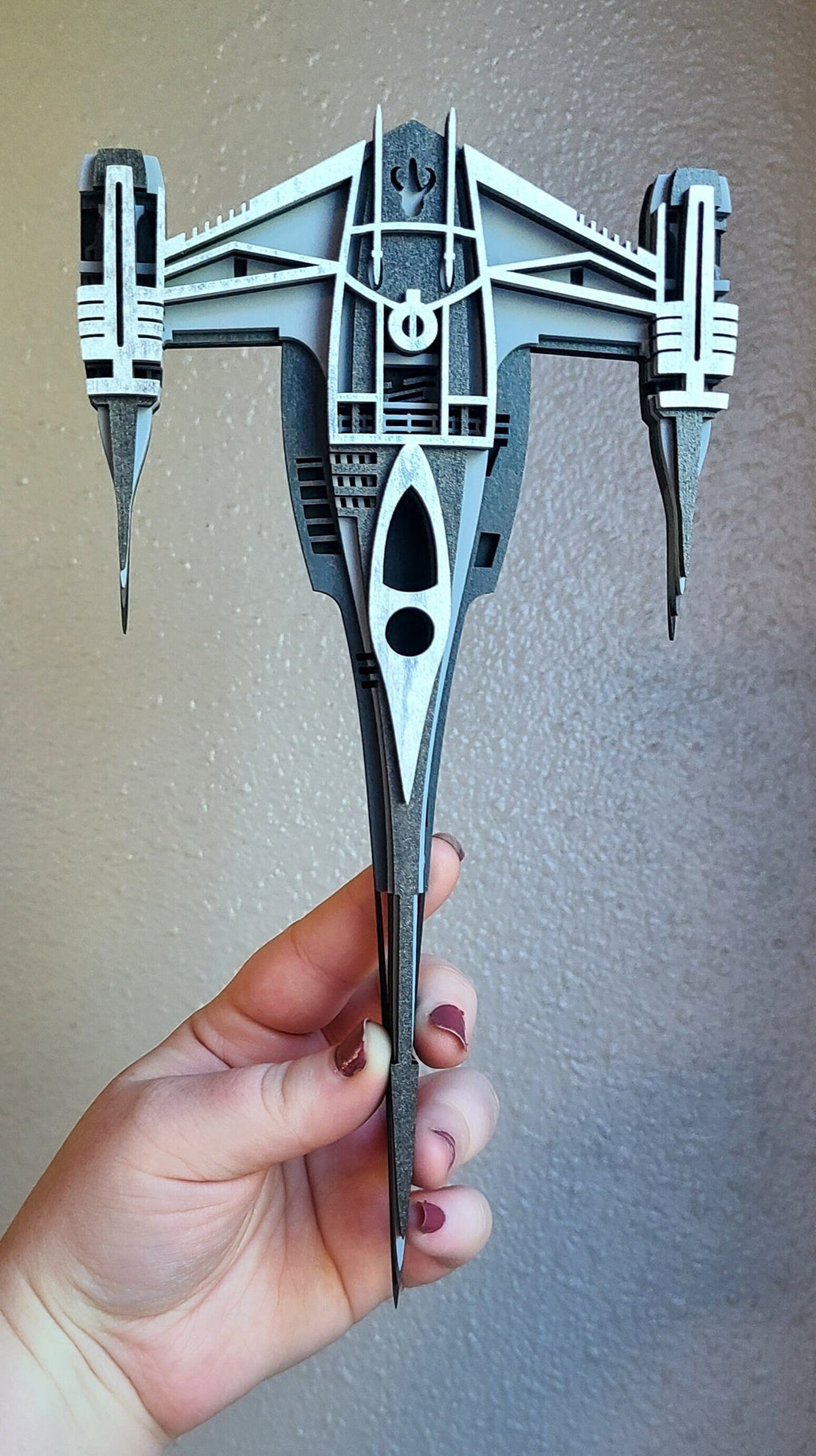 Handmade Made-To-Order 9" Wooden Layered N1 Bounty Hunter Starfighter Movie Inspired Wall Decor