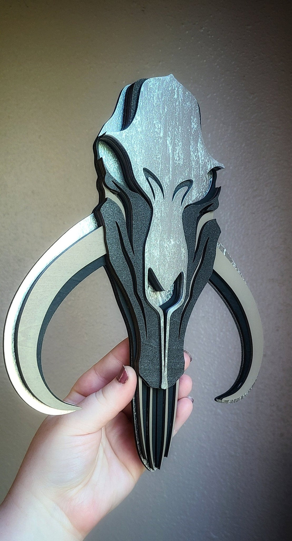 Handmade Made - To - Order 10" Wooden Layered Mythosaur Bounty Hunter Symbol TV Show Inspired Wall Decor - Wynne & Wiley