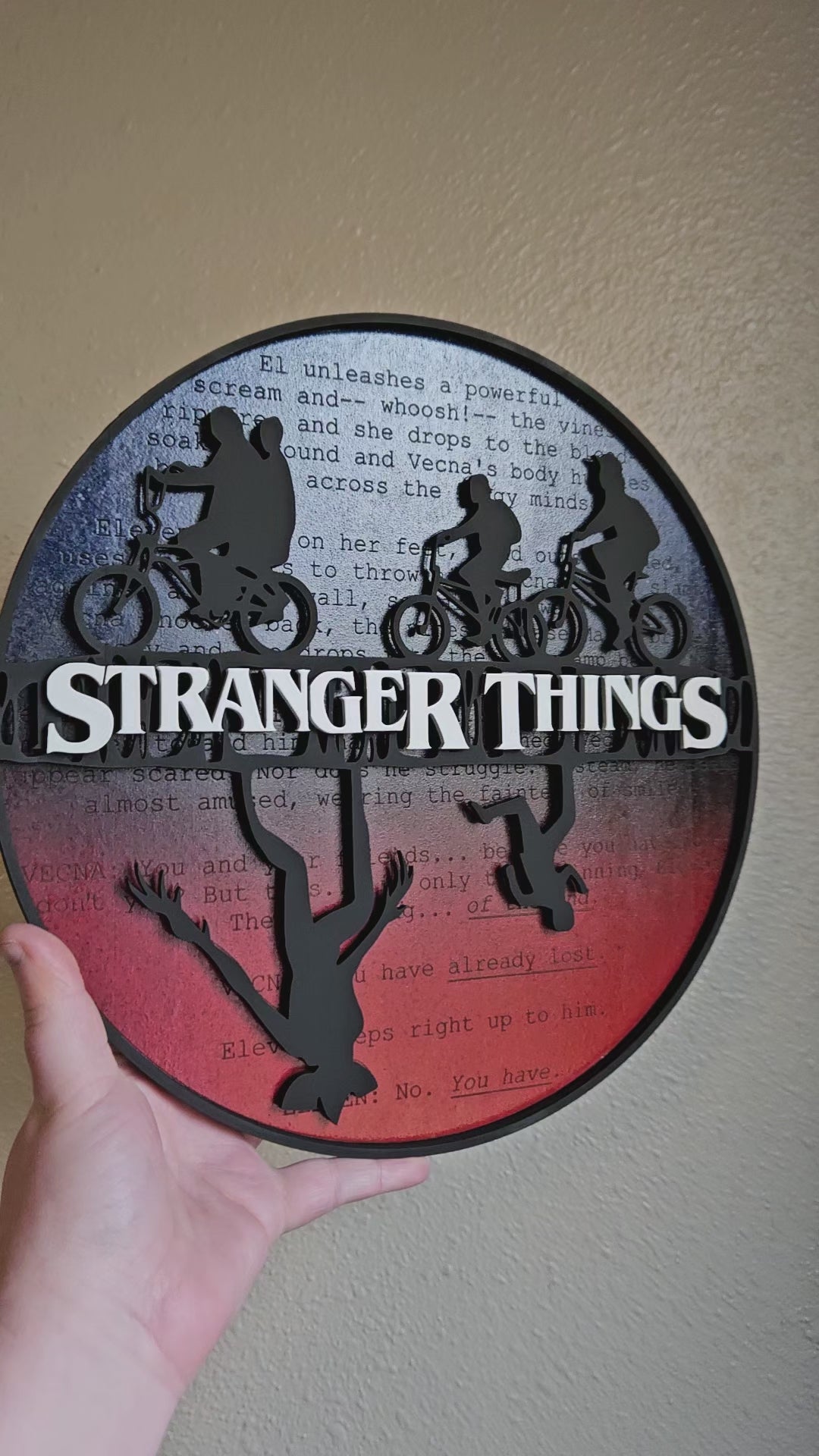 Handmade Made-To-Order 11" Wooden Layered Stranger Upside Down TV Series Inspired Wall Decor